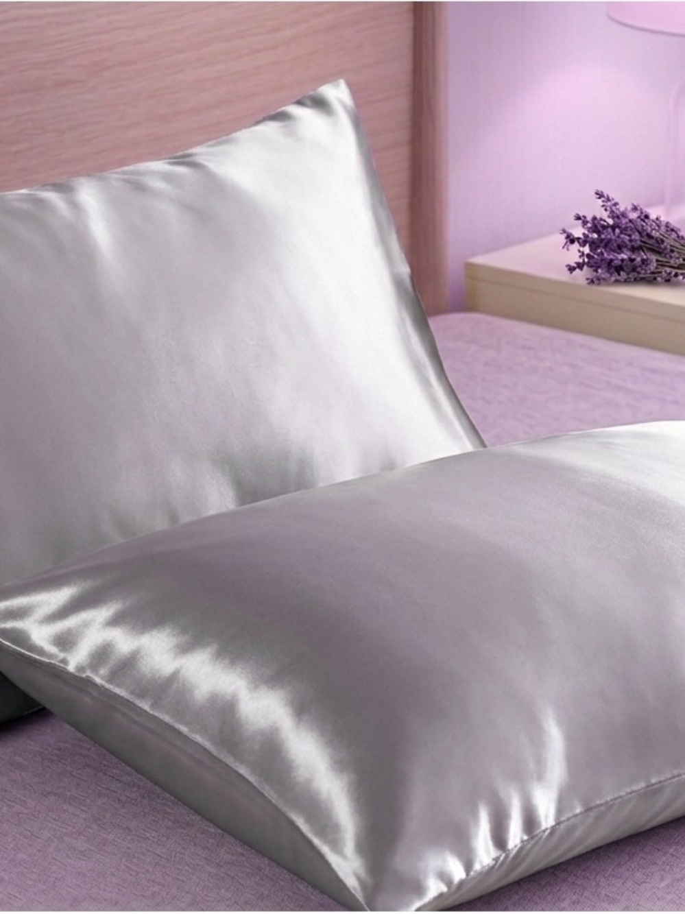 Silver Satin Pillowcase Pair - King Size
